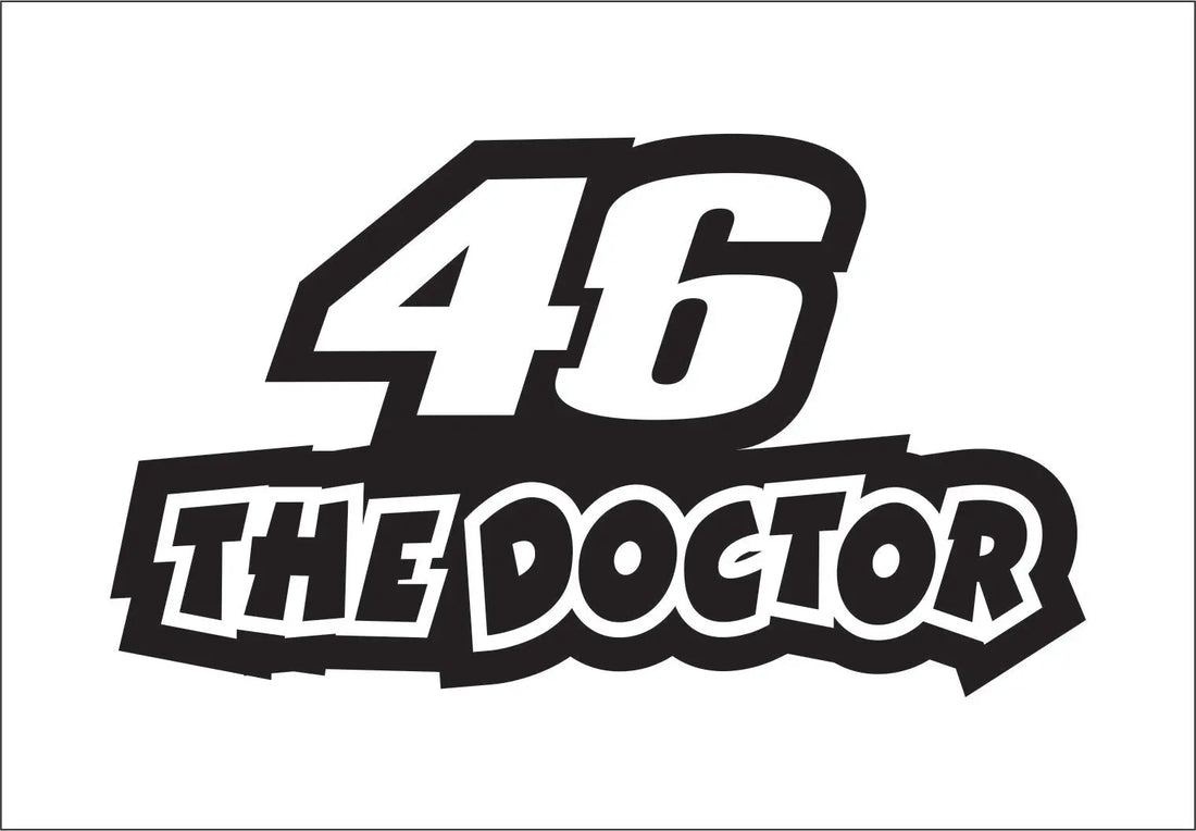 46 The Doctor vinyl sticker for bikes and cars, durable vehicle decal for racing fans.