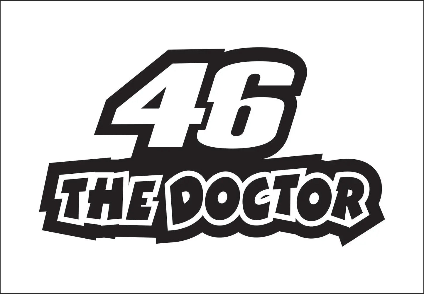 46 The Doctor vinyl sticker for bikes and cars, durable vehicle decal for racing fans.